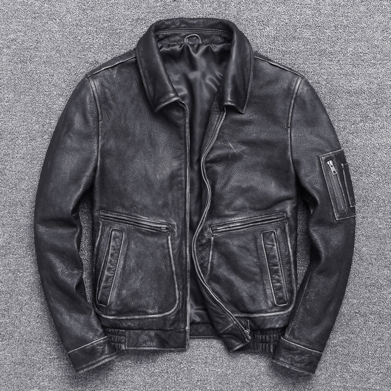 Thick leather Casual Make old leather jacket.