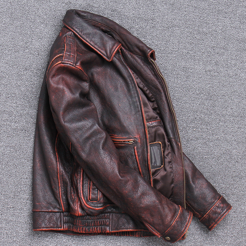 Thick leather Casual Make old leather jacket.