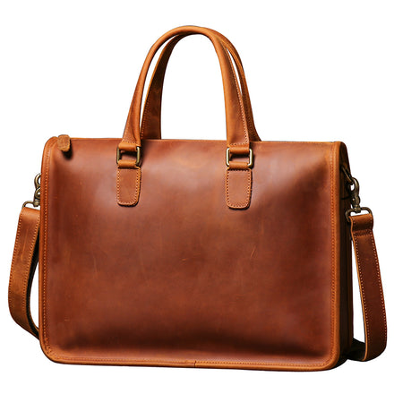 Men's Bag Crazy Horse Leather Briefcase For Laptop