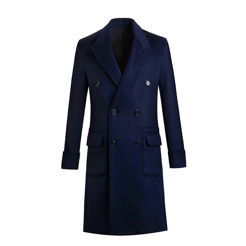 European And American Men's British Mid Length Coat