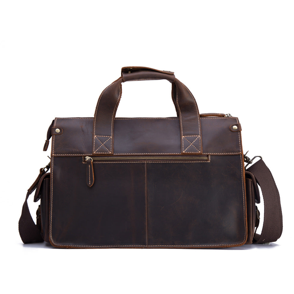 Leather men's retro portable briefcase