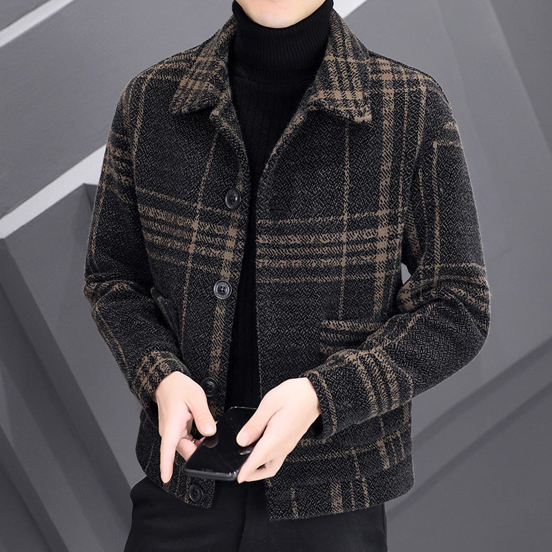 Slim Lapel Jacket Short Style Woolen Coat.