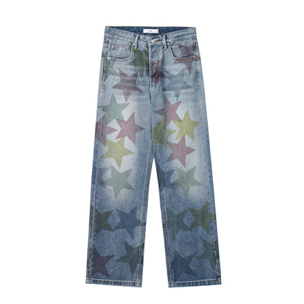 Pentagram Full Print Straight Leg Jeans