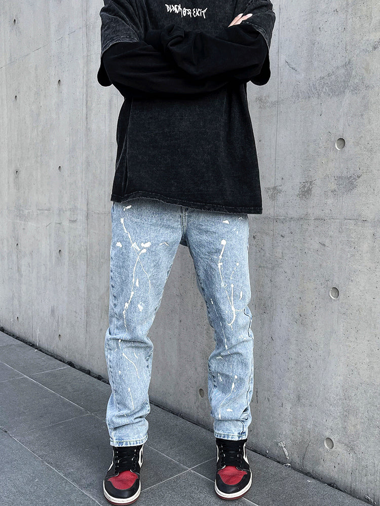 Hand-splashed Straight-leg Jeans