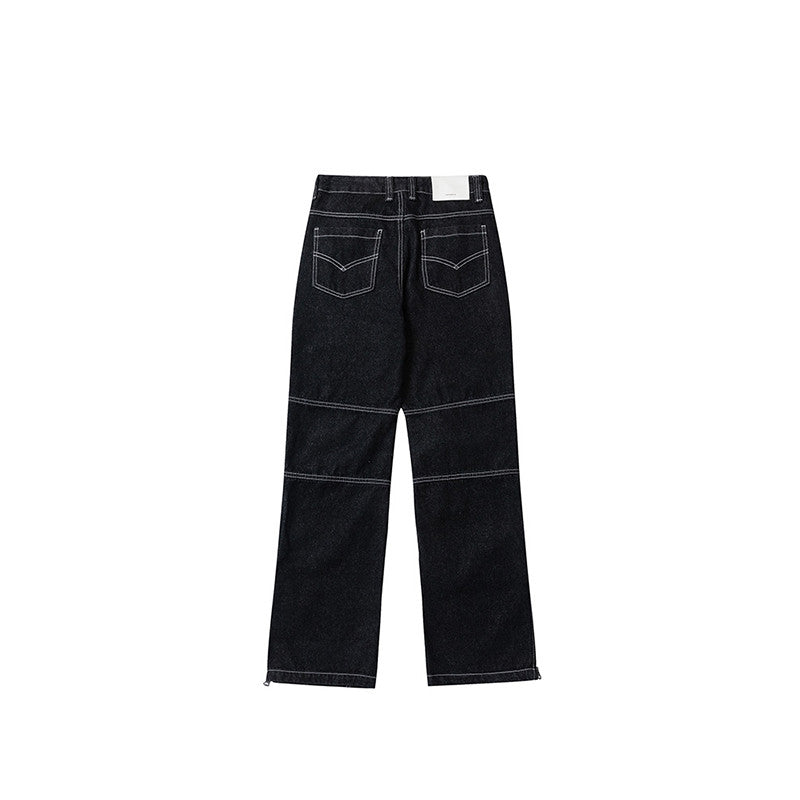 Zipper Decorative Straight Jeans Men's And Women's Retro Loose Long Pants