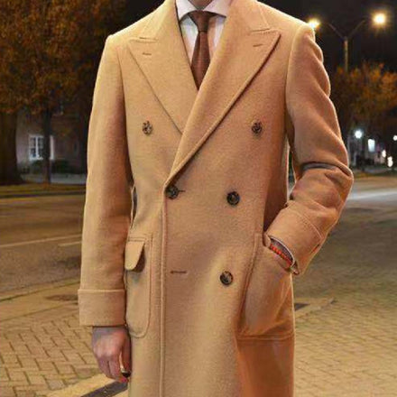 European And American Men's British Mid Length Coat