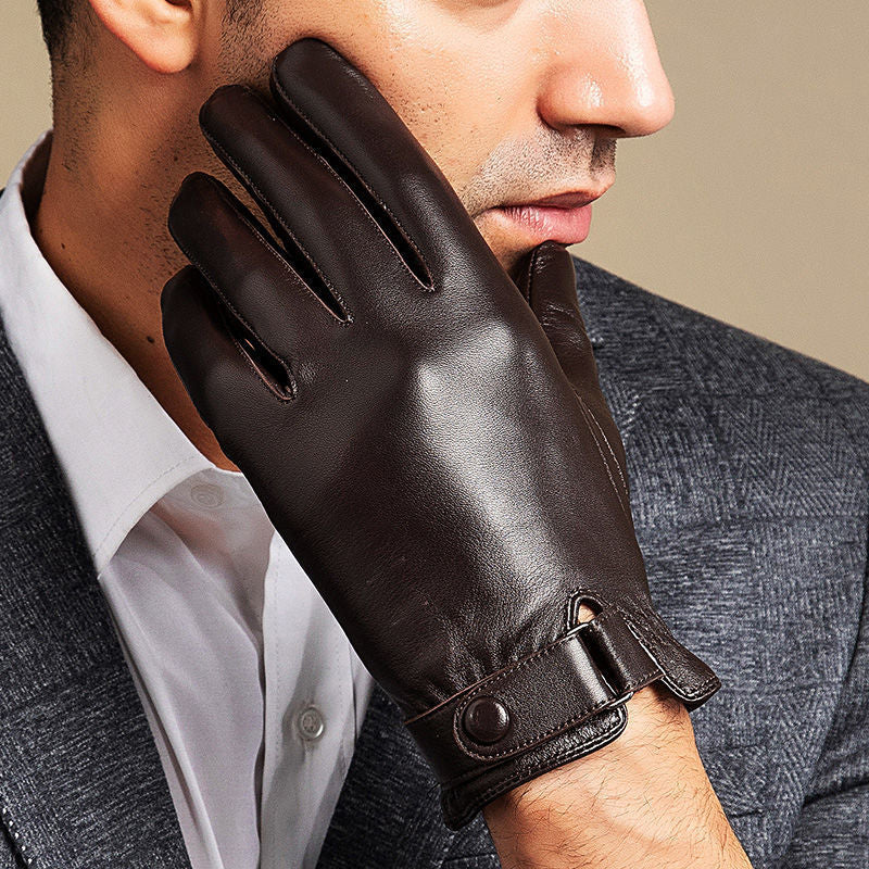 Leather Gloves Men's Winter Warm Sheepskin