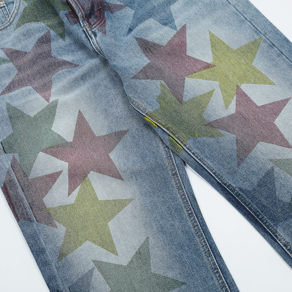 Pentagram Full Print Straight Leg Jeans