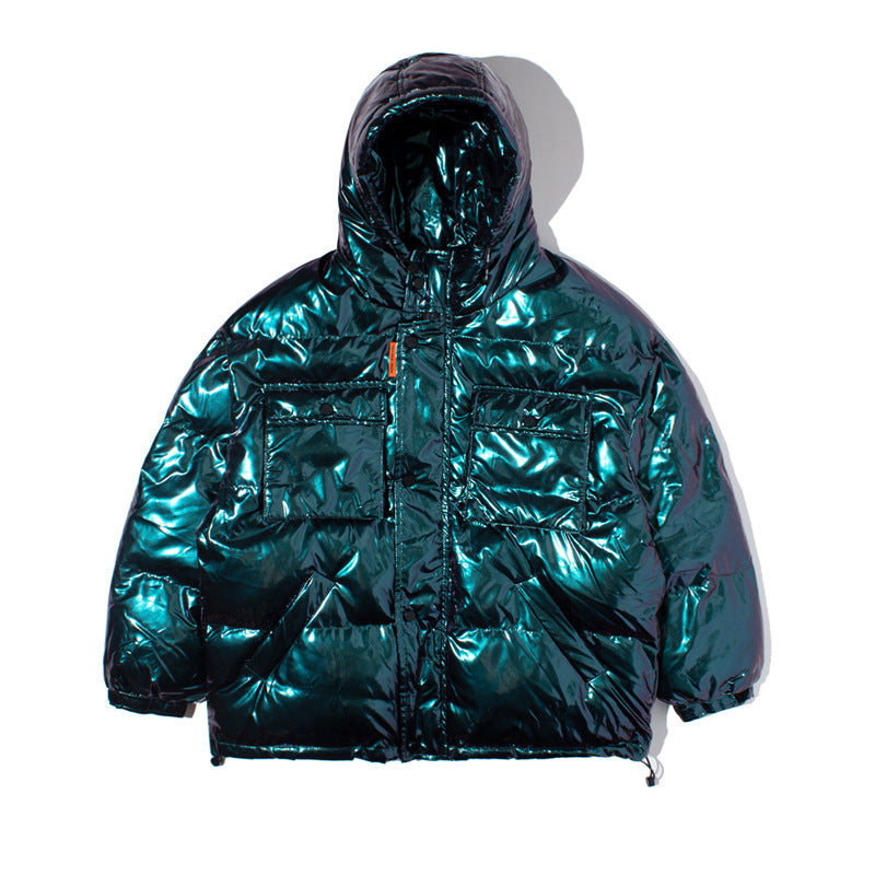 Bread clothing thickened solid color reflective tooling jacket.