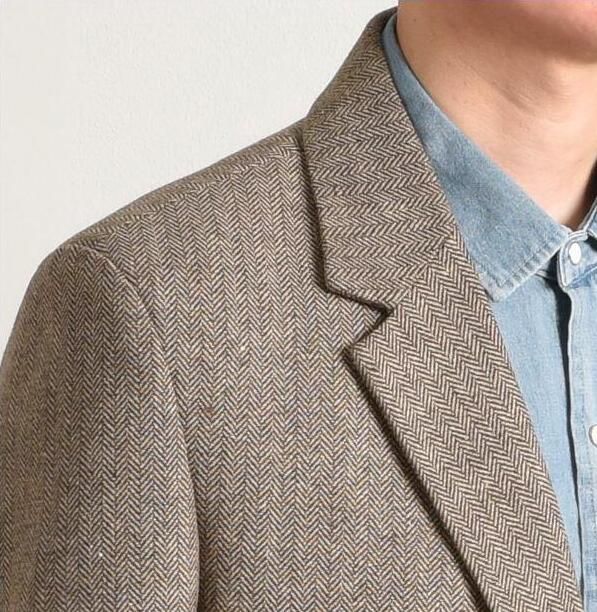 Vintage tweed wool herringbone casual suit top