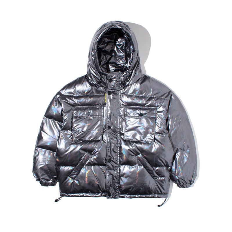 Bread clothing thickened solid color reflective tooling jacket.