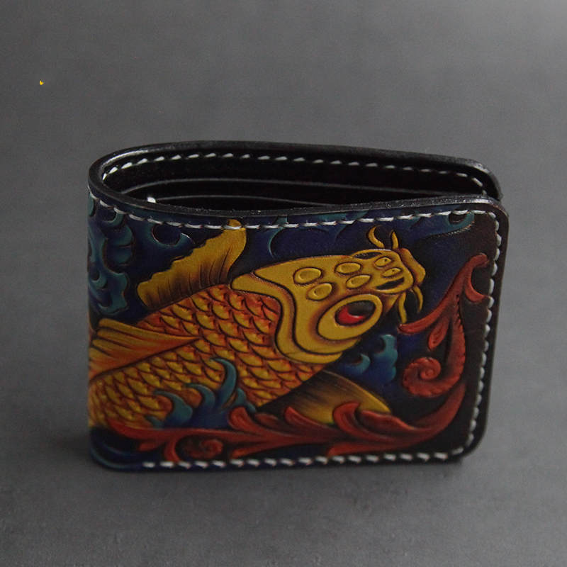 Unique asian handmade Leather Carving Walle