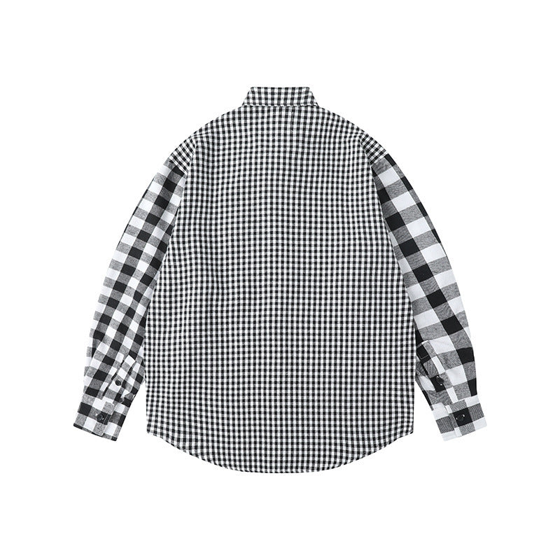 Men's All Over Plaid Lapel Collar Long Sleeve Shirt