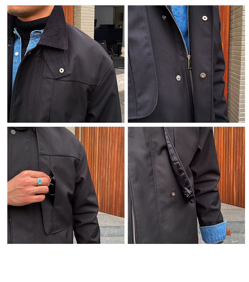 Men's Gentleman Fitted Mid-Length Windbreaker Jacket