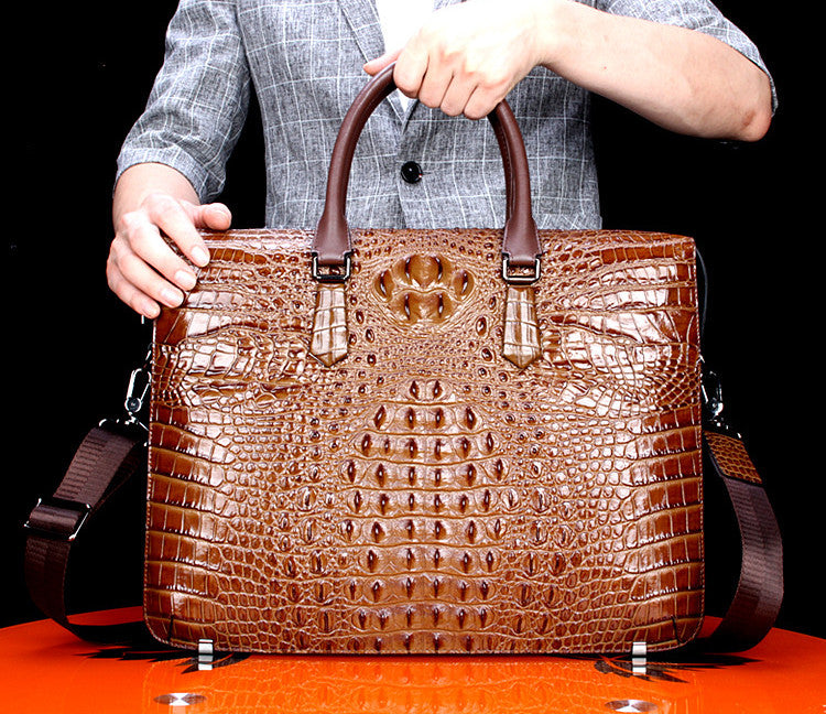 Pattern Briefcase Men's Business Men's Bag Handbag Genuine Leather