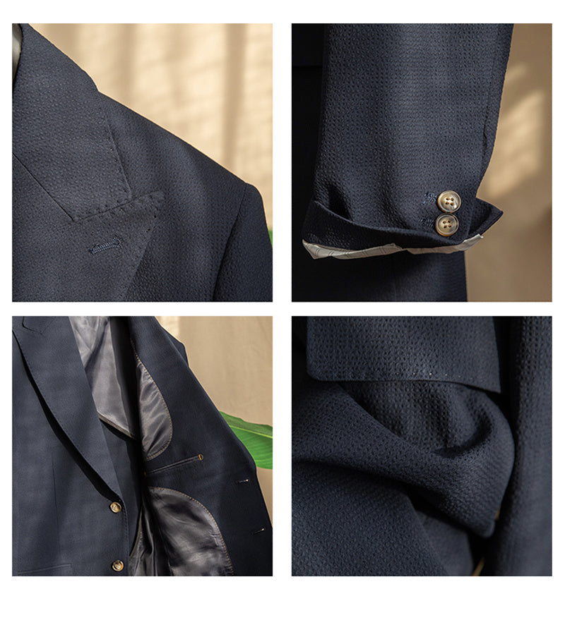 Half-lined Seersucker Light And Breathable Gun Lapel Jacket