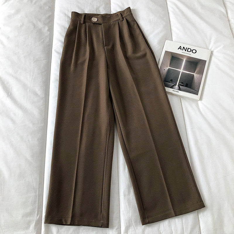 Show Figure Casual High-waist Suit Straight Trousers