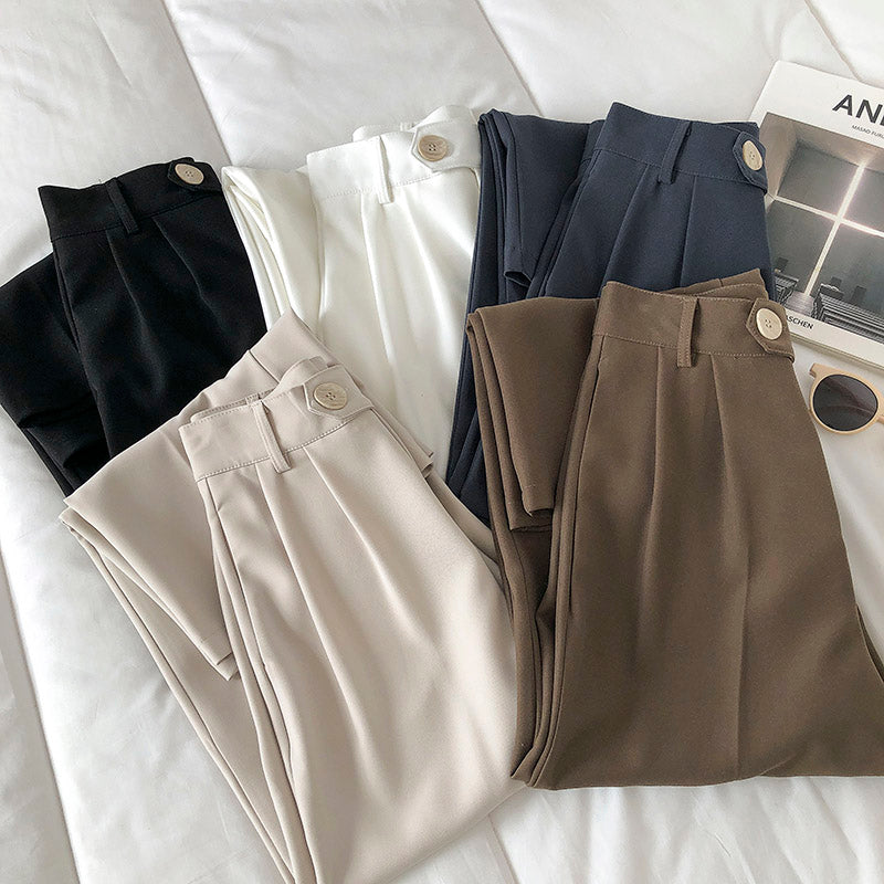 Show Figure Casual High-waist Suit Straight Trousers