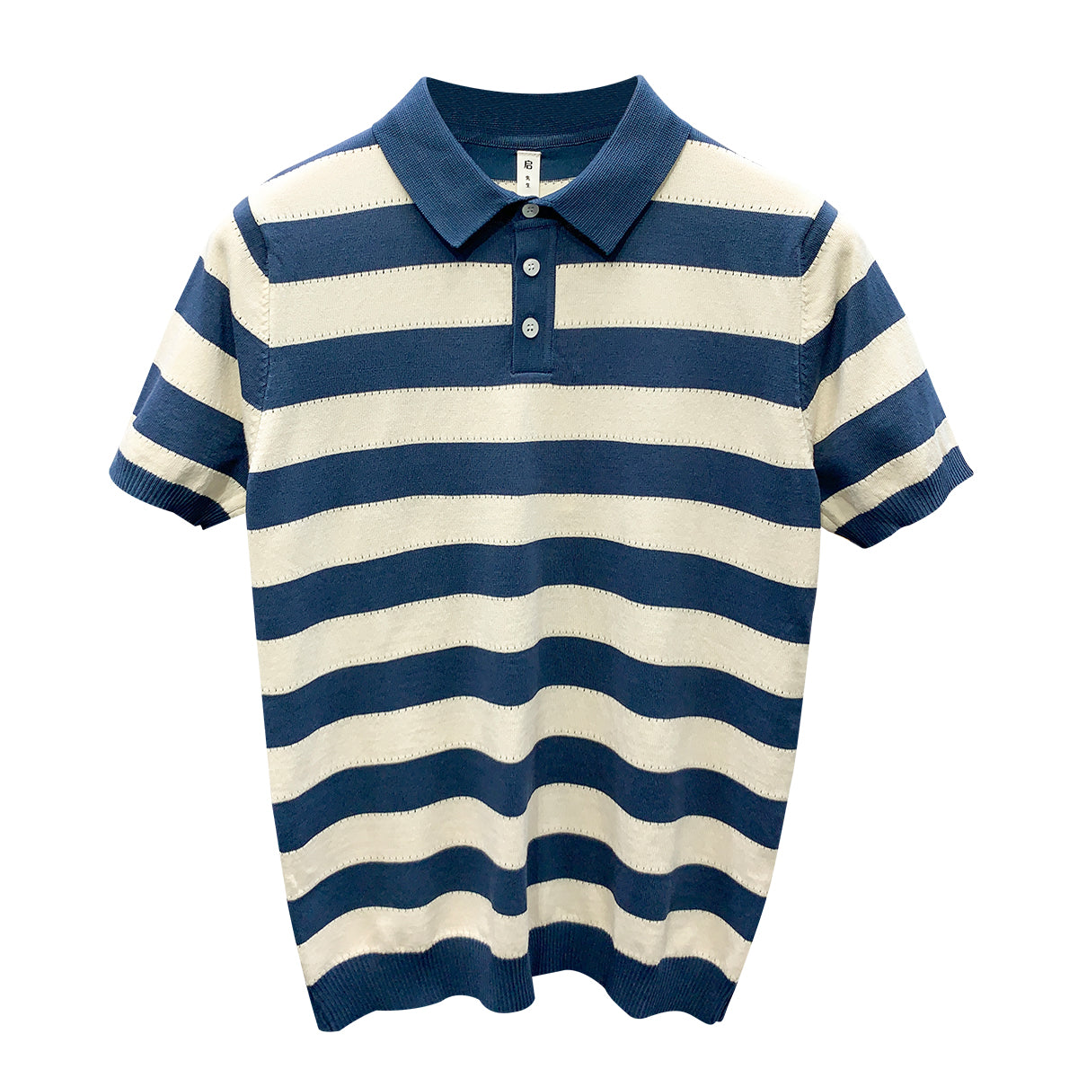 Striped Ice Silk Knitted Polo Shirt Men's Short Sleeve Thin Style Lapel T-shirt Men's Half Sleeve