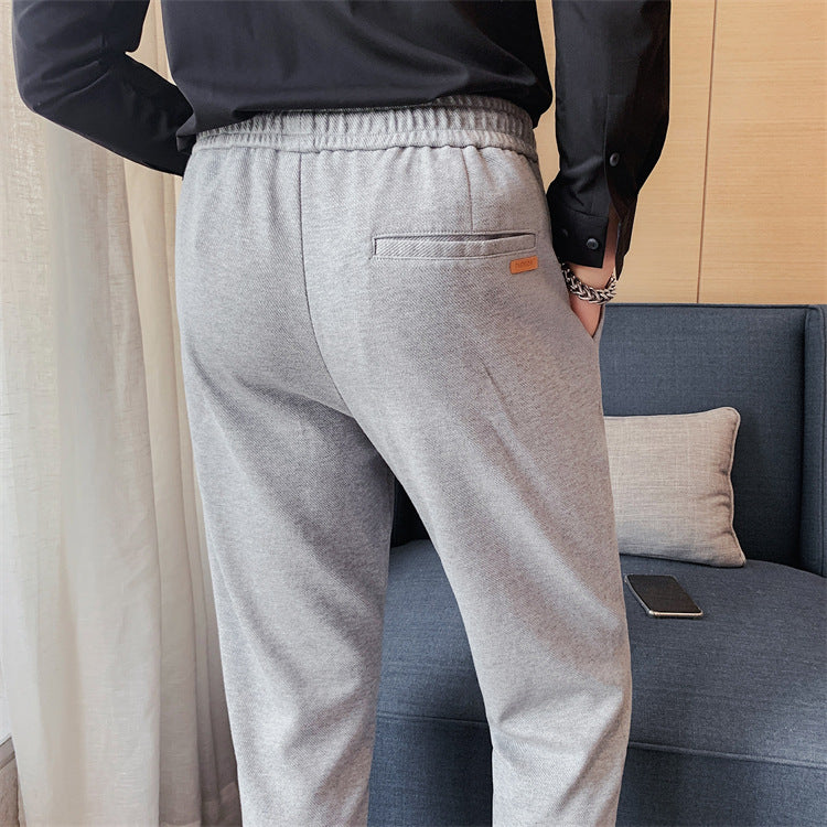 Casual All Match Elastic Waist Solid Color Small Feet Drawstring Sweatpants