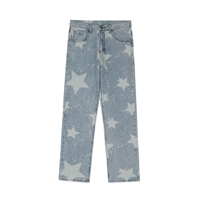 Trendy Simple Star Print Loose Casual Jeans