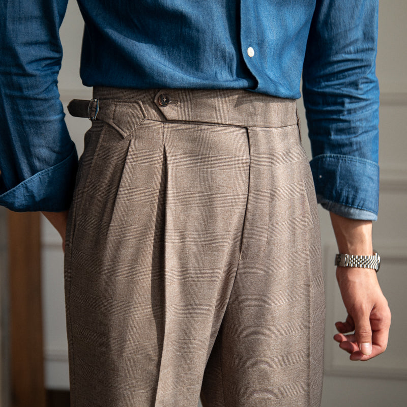 Checkered High Waisted Casual Pants