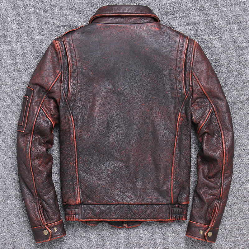 Thick leather Casual Make old leather jacket.