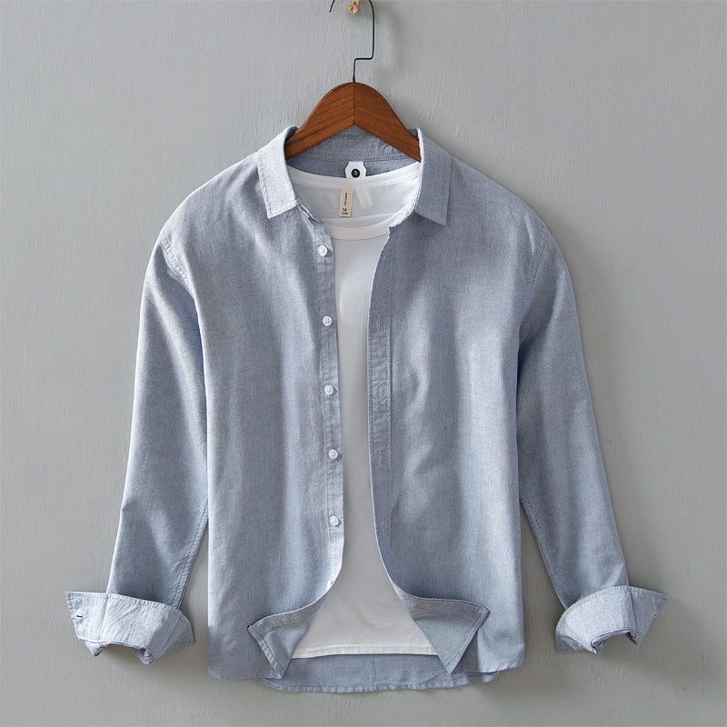 Men's Casual Linen Long-sleeved White Shirt For Men