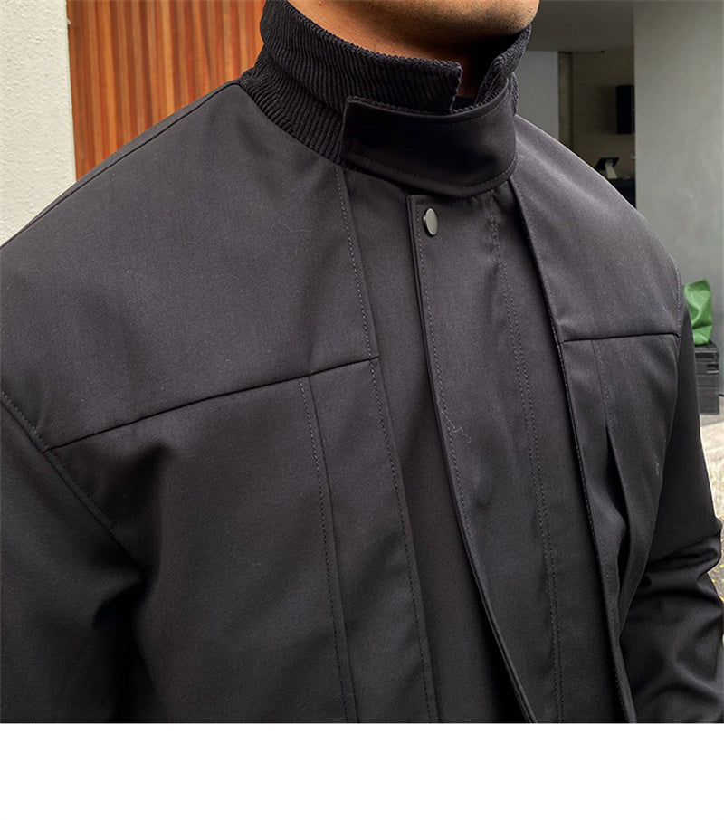 Men's Gentleman Fitted Mid-Length Windbreaker Jacket