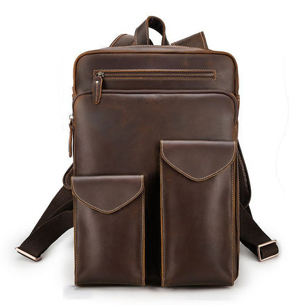 Crazy Horse Leather Travel Backpack