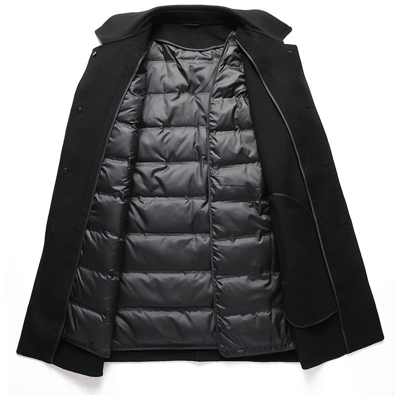 Thickened double-sided woolen coat with down liner