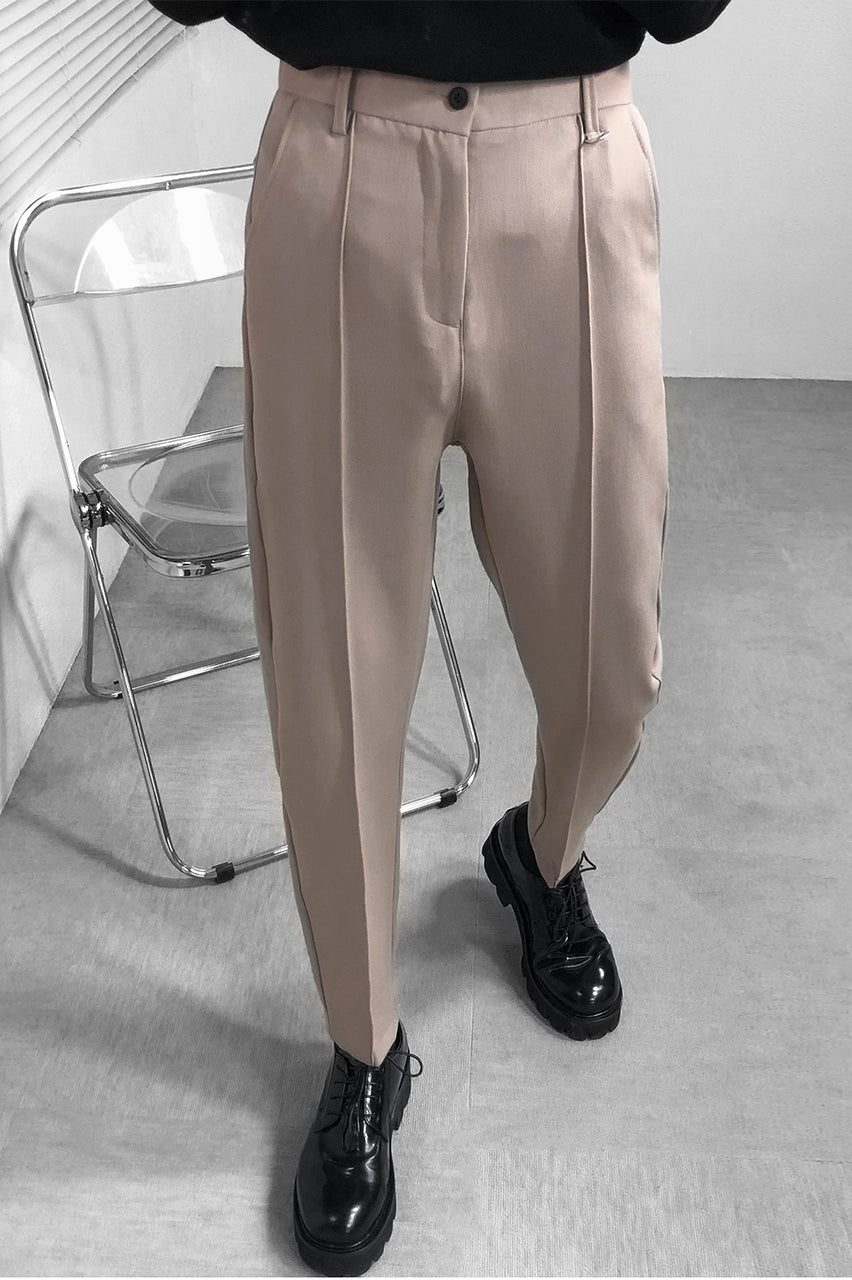 Men's Straight Small Trousers With Ring Drape Small Feet Slim Drape Ins