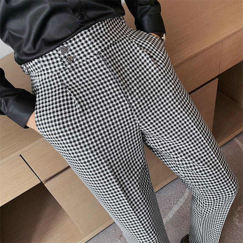 Small Plaid Casual Casual Trousers Men's Naples