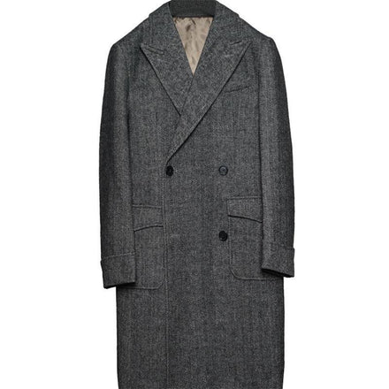 British Vintage Woolen Coat Large Slim Tweed