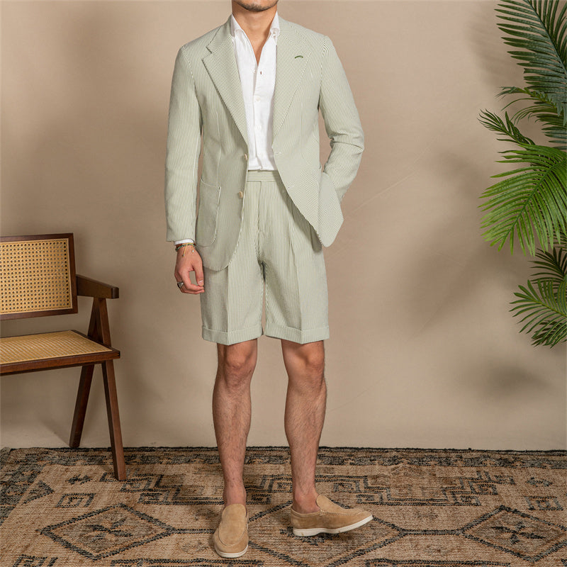 Retro Breathable And Light Seersucker Suit