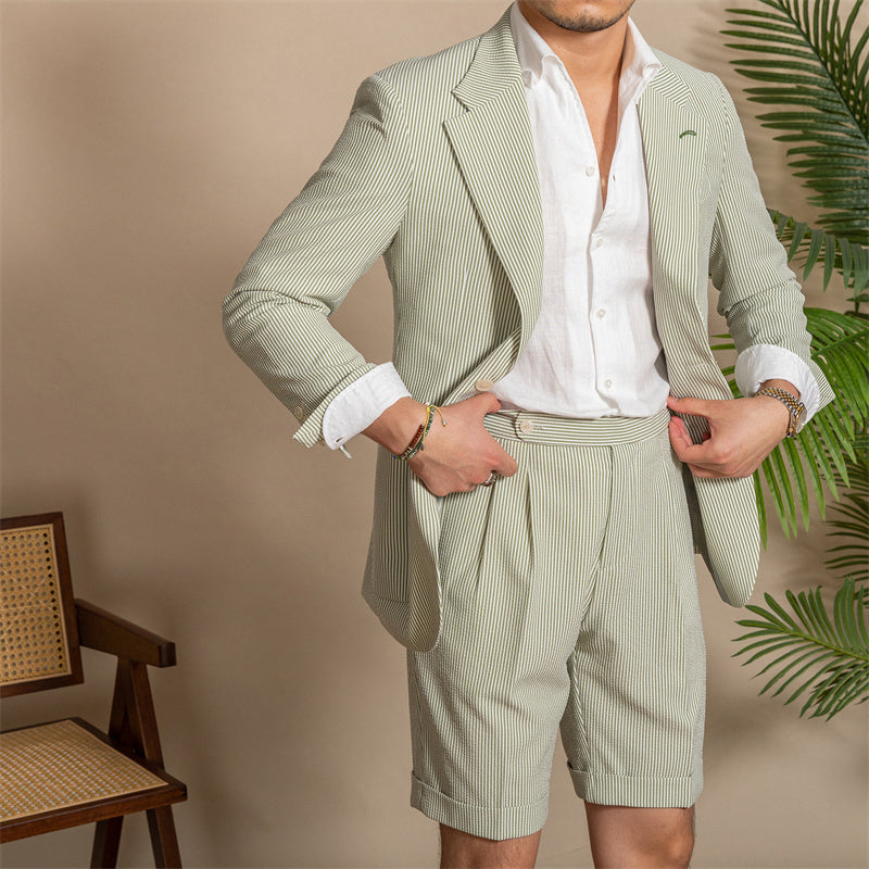 Retro Breathable And Light Seersucker Suit