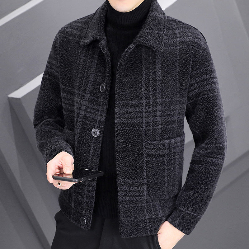 Slim Lapel Jacket Short Style Woolen Coat.