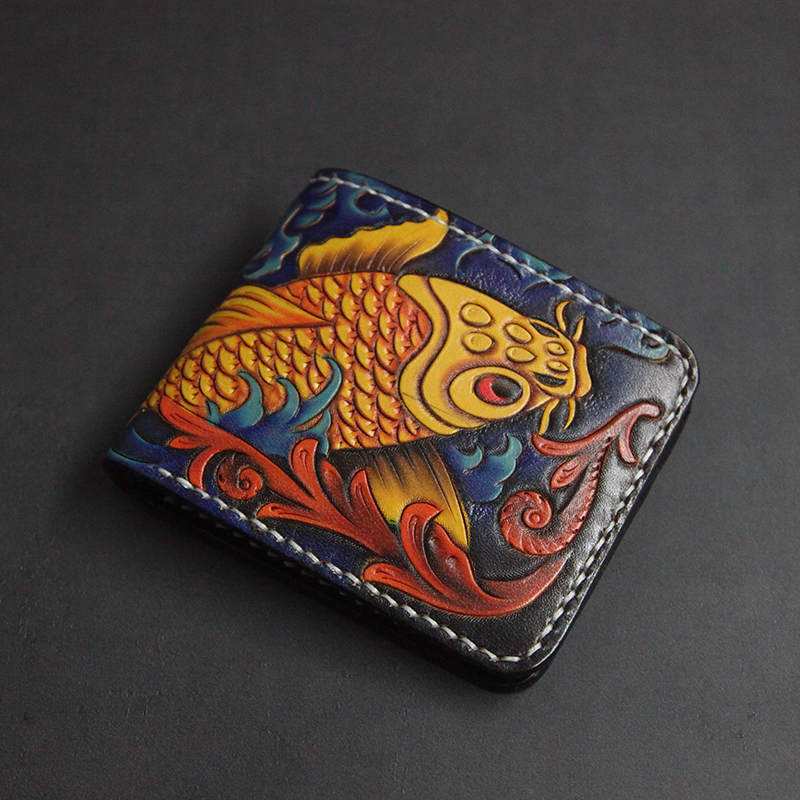 Unique asian handmade Leather Carving Walle