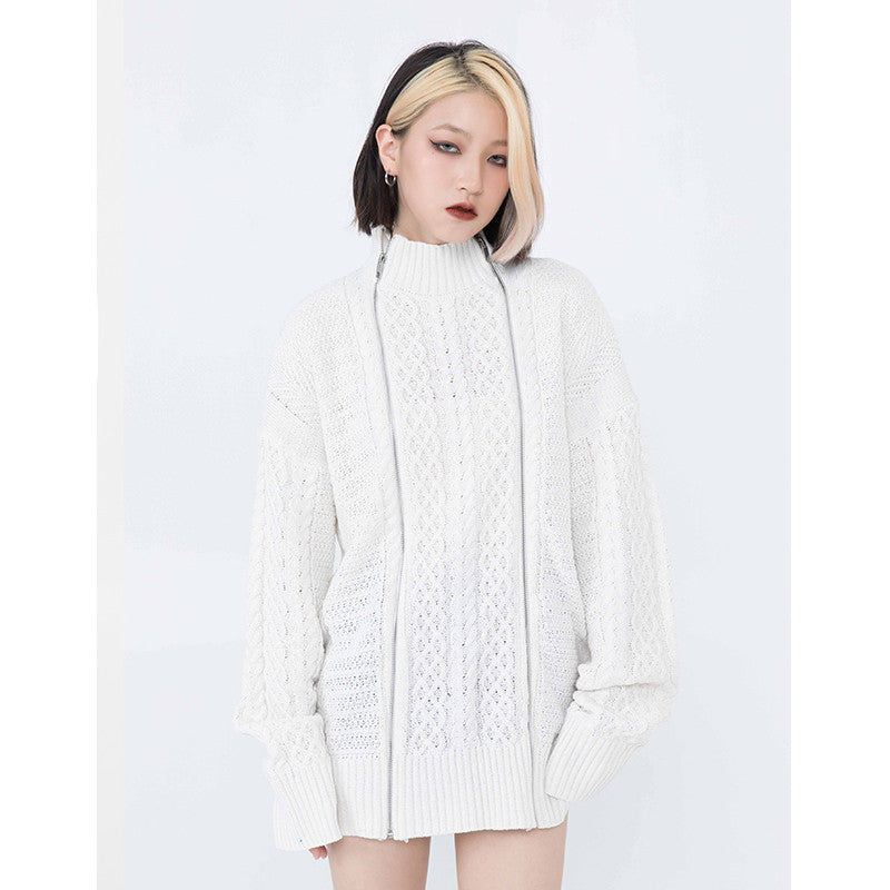 Retro Twist Pullover High Neck Fashion Sweater