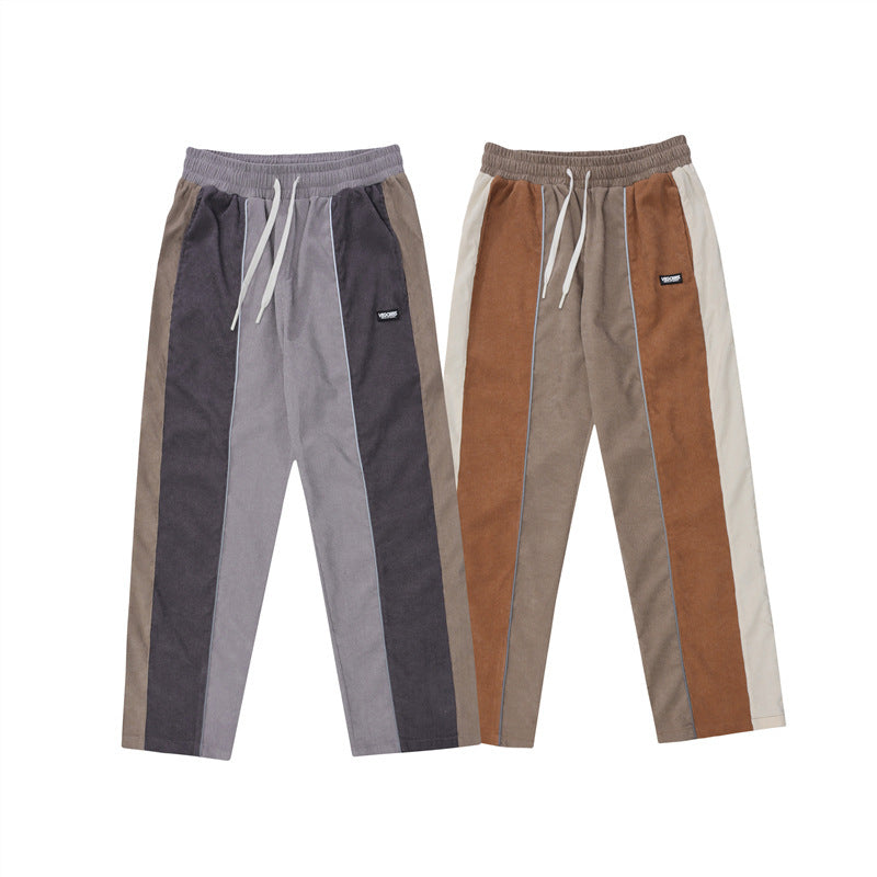 Retro Colorblock Straight Sports Trousers