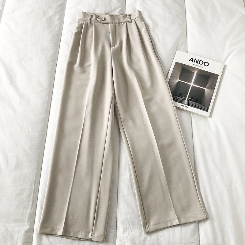 Show Figure Casual High-waist Suit Straight Trousers