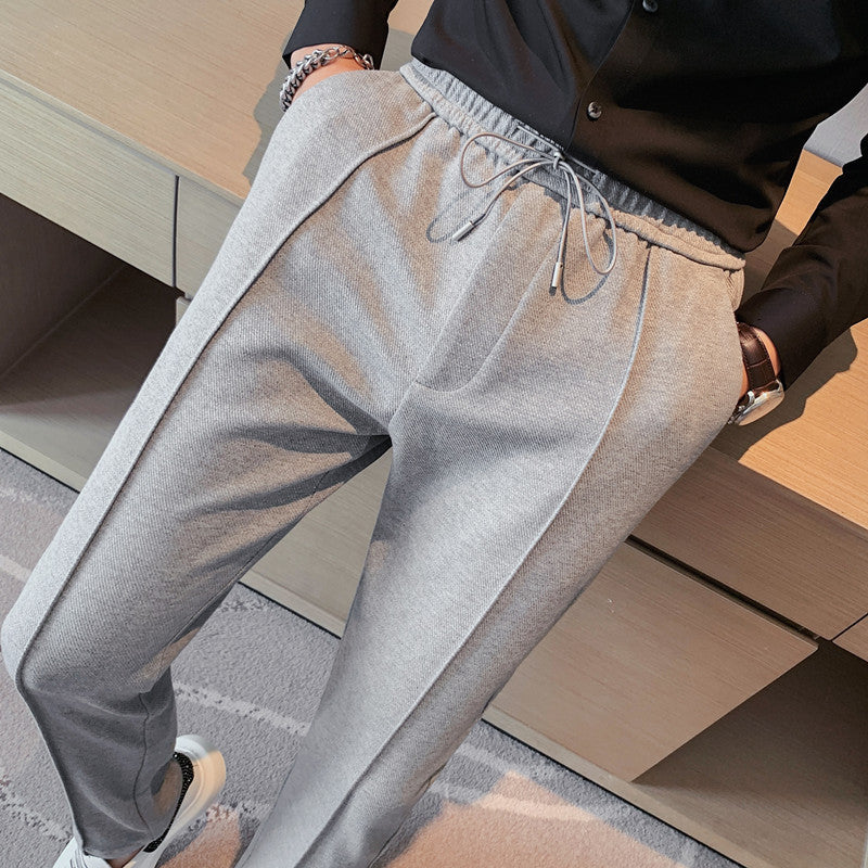 Casual All Match Elastic Waist Solid Color Small Feet Drawstring Sweatpants