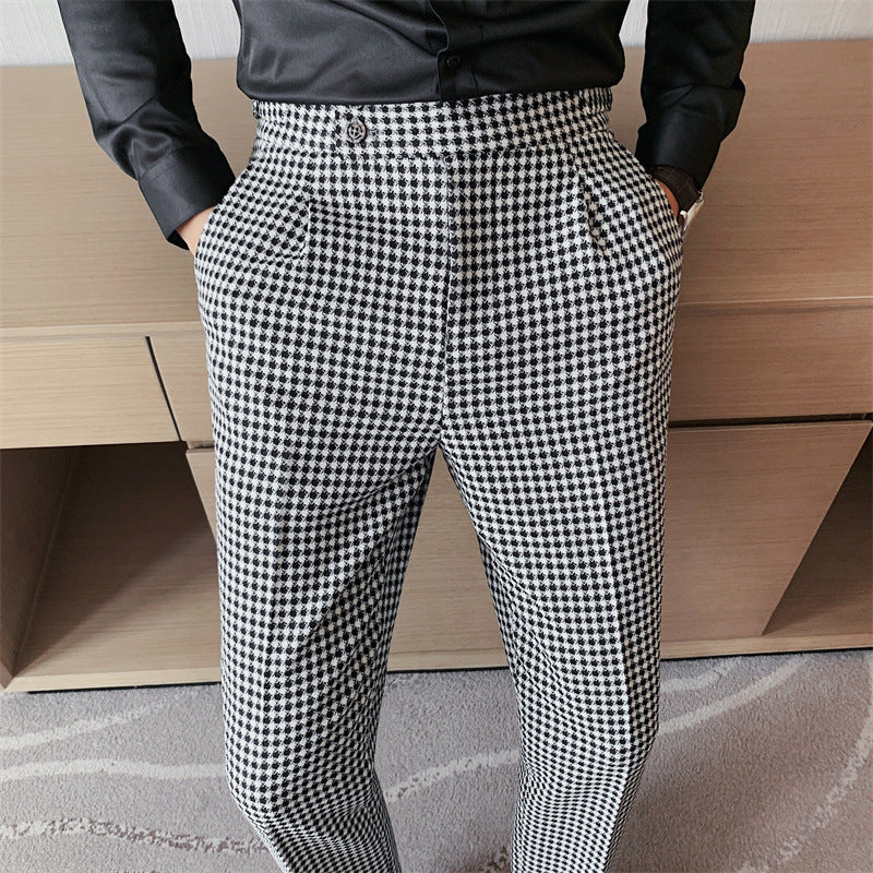 Small Plaid Casual Casual Trousers Men's Naples