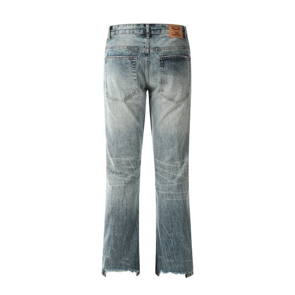 High Street Make Old Ripped Loose Casual Knife Cutting Damage Old Worn White Pants