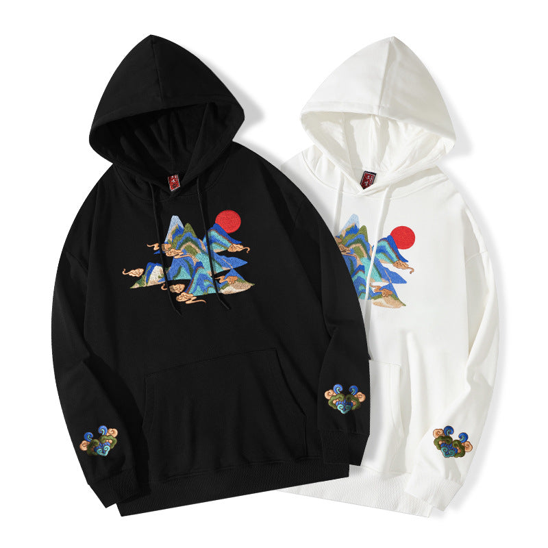 Fashion Personality Embroidery Hooded Sweater Male