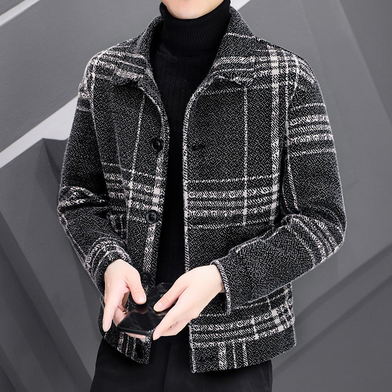 Slim Lapel Jacket Short Style Woolen Coat.