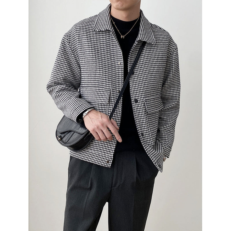 Men's Silhouette Lapel Woolen Casual Loose Jacket