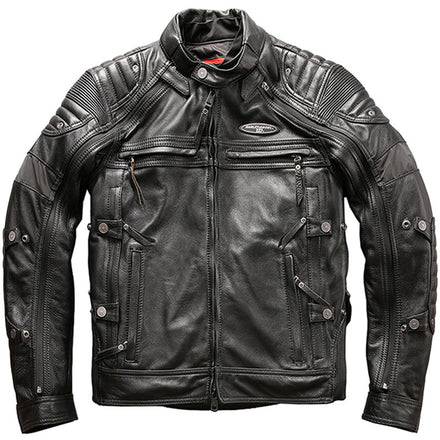 Men's Genuine Leather Stand Collar Slim Motorcycle Suit