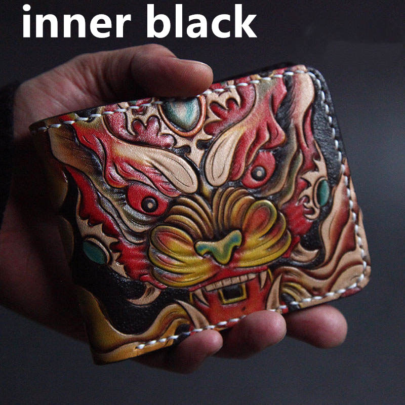 Unique asian handmade Leather Carving Walle