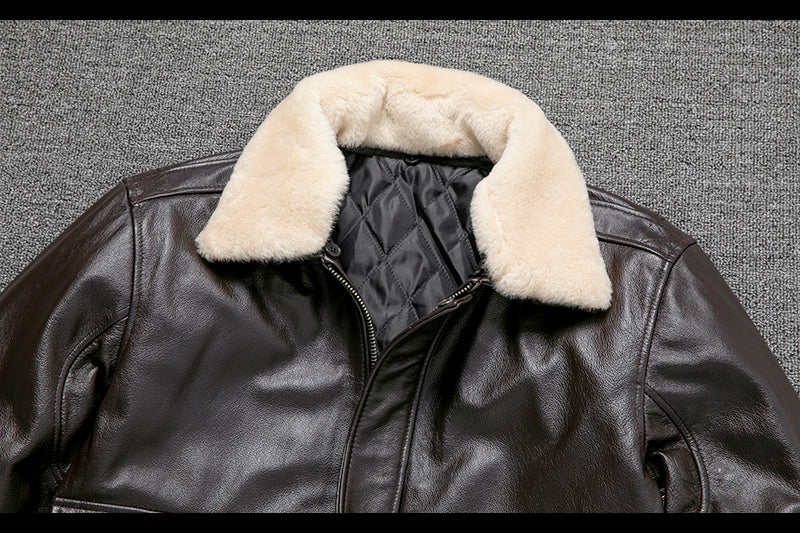 Pure First Layer Cowhide Leather Plus Cotton Flight Suit